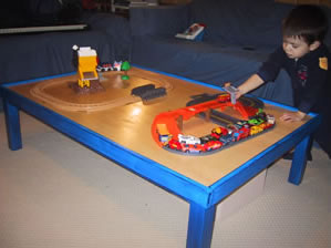 Jack at his new train table